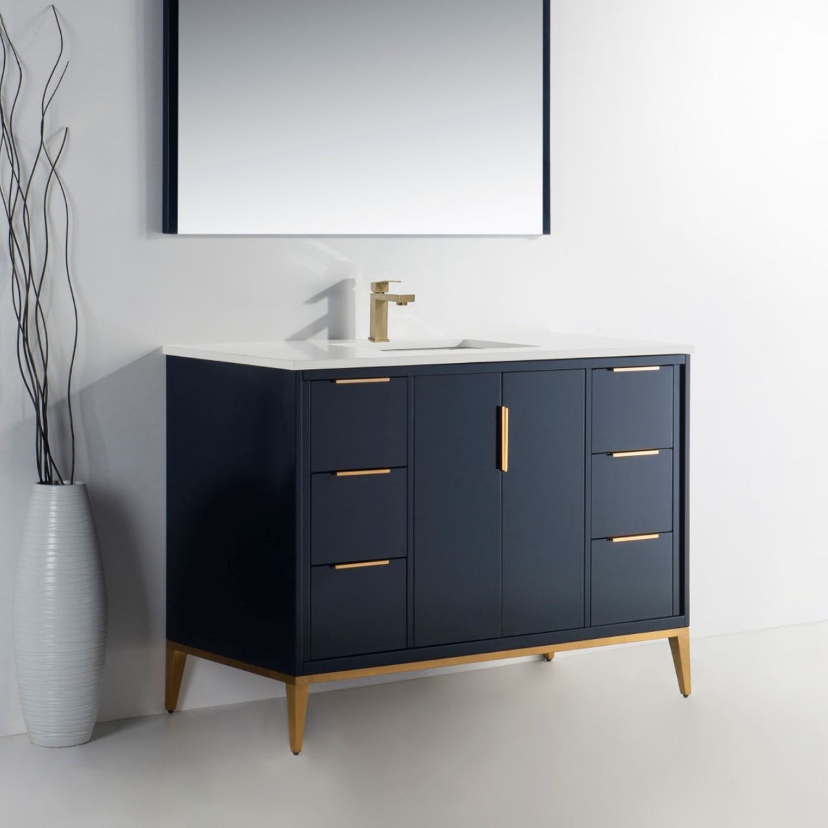 Kube Bath Divani 48'' Vanity W/ Quartz Counter Top (Back Splash Free) - Navy Blue (KD9948-BLUE) view 3