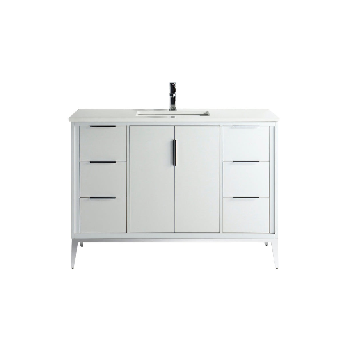Kube Bath Divani 48'' Vanity W/ Quartz Counter Top (Back Splash Free) - Gloss White (KD9948-GW)