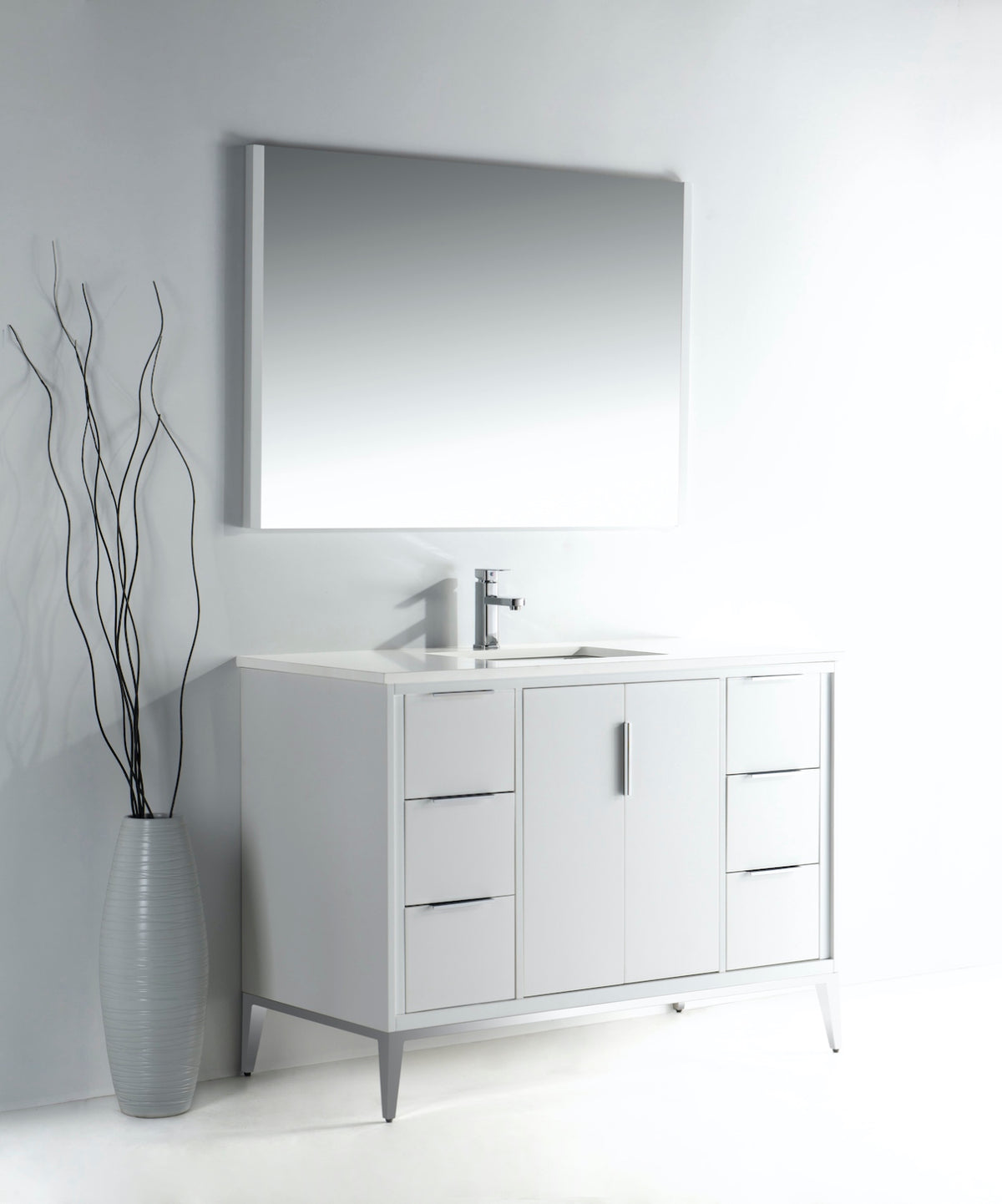 Kube Bath Divani 48'' Vanity W/ Quartz Counter Top (Back Splash Free) - Gloss White (KD9948-GW) view 2