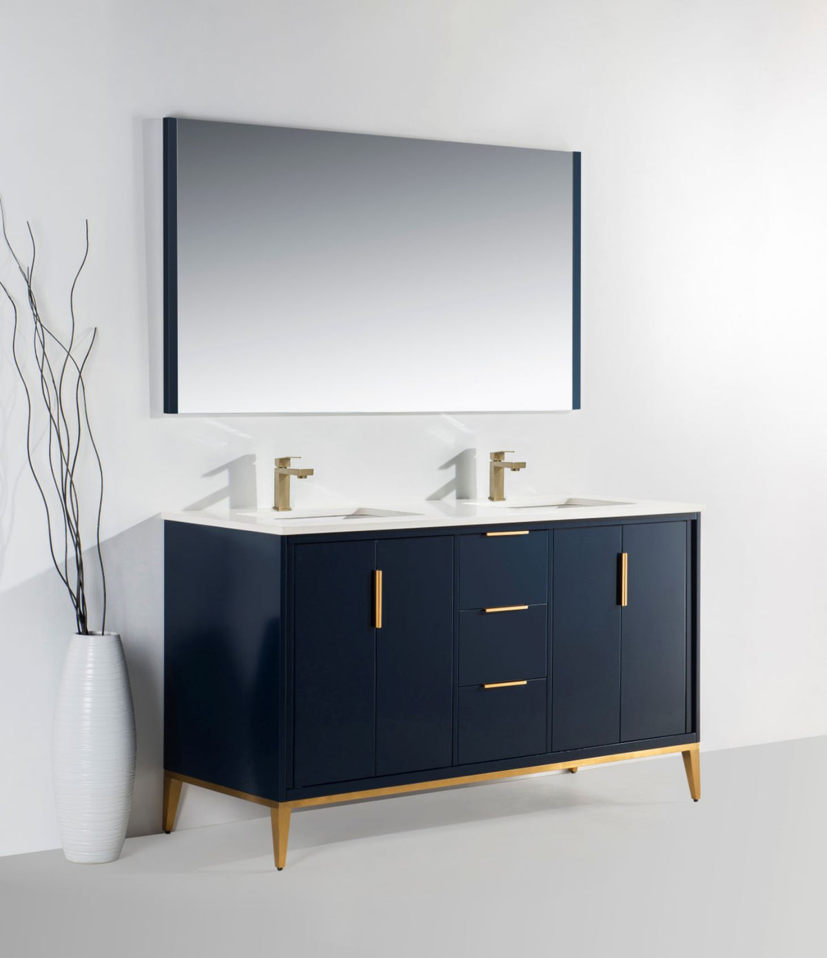 Kube Bath Divani 60'' Vanity W/ Quartz Counter Top (Back Splash Free) - Navy Blue (KD9960-BLUE) view 10