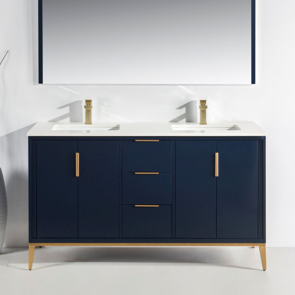 Kube Bath Divani 60'' Vanity W/ Quartz Counter Top (Back Splash Free) - Navy Blue (KD9960-BLUE) view 2