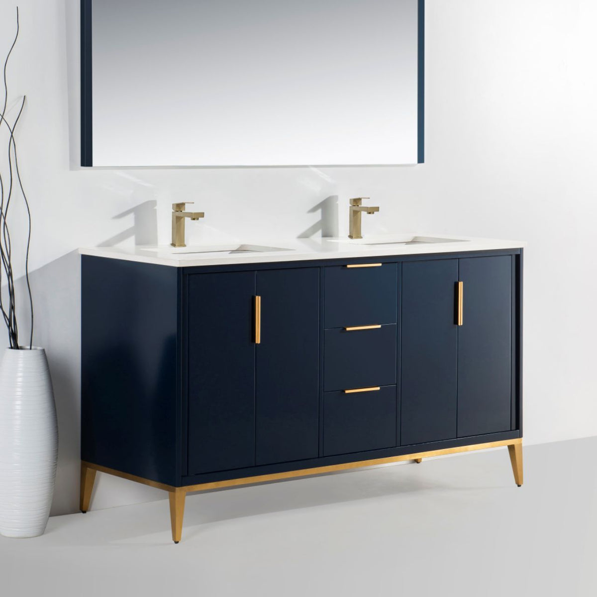 Kube Bath Divani 60'' Vanity W/ Quartz Counter Top (Back Splash Free) - Navy Blue (KD9960-BLUE) view 3