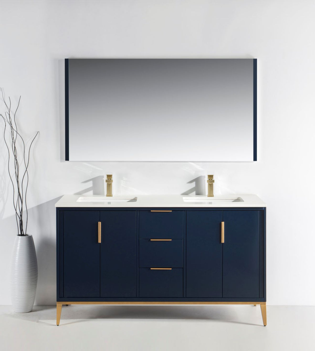 Kube Bath Divani 60'' Vanity W/ Quartz Counter Top (Back Splash Free) - Navy Blue (KD9960-BLUE) view 9