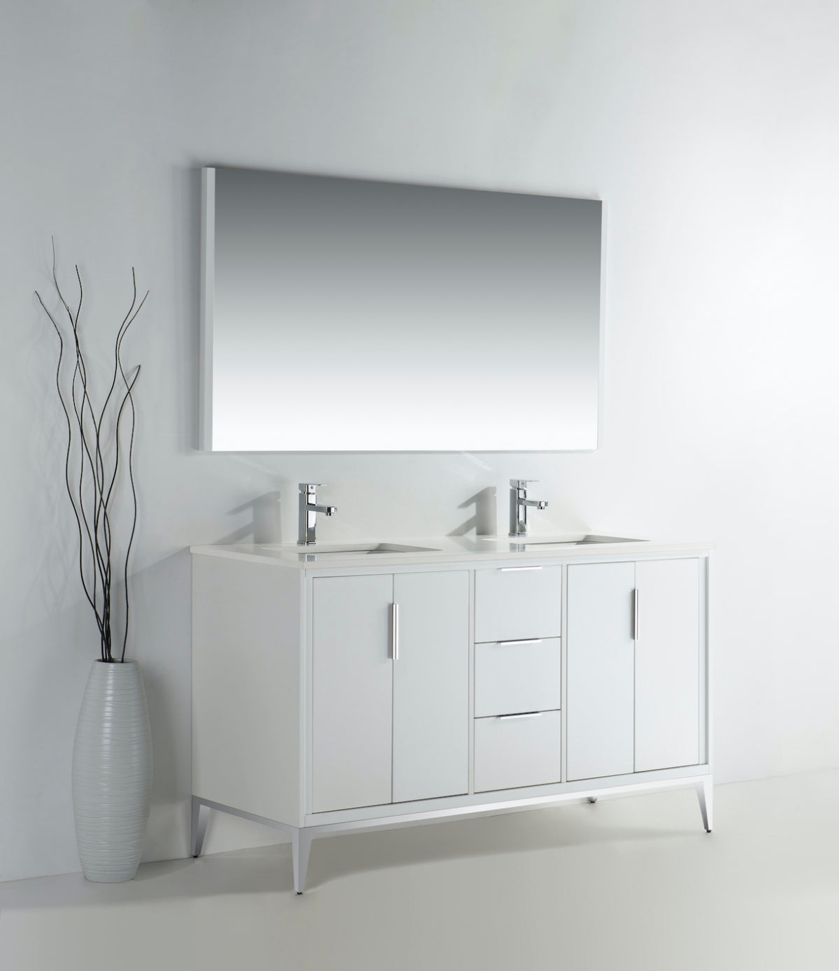 Kube Bath Divani 60'' Vanity W/ Quartz Counter Top (Back Splash Free) - Gloss White (KD9960-GW) view 2