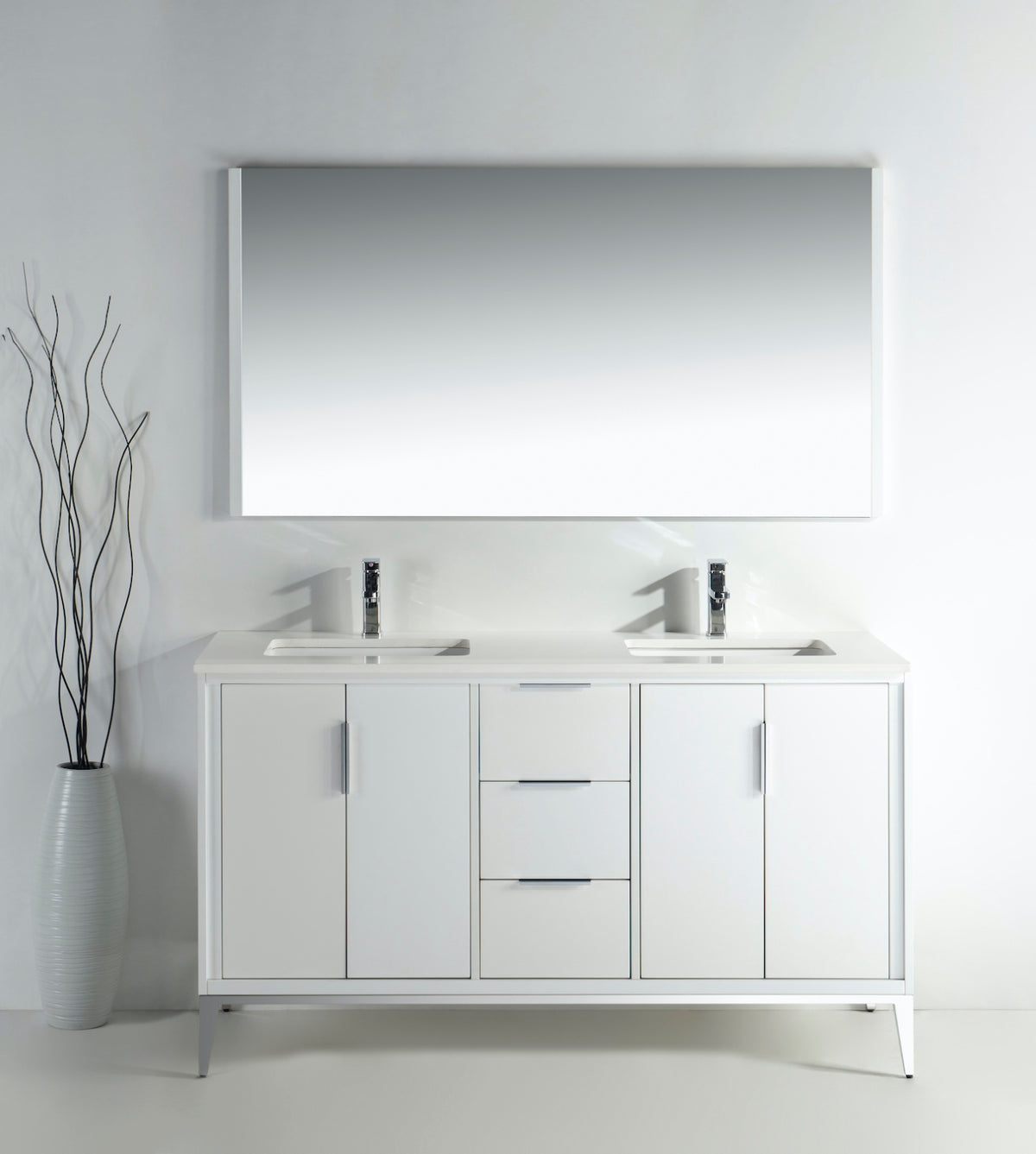 Kube Bath Divani 60'' Vanity W/ Quartz Counter Top (Back Splash Free) - Gloss White (KD9960-GW) view 3