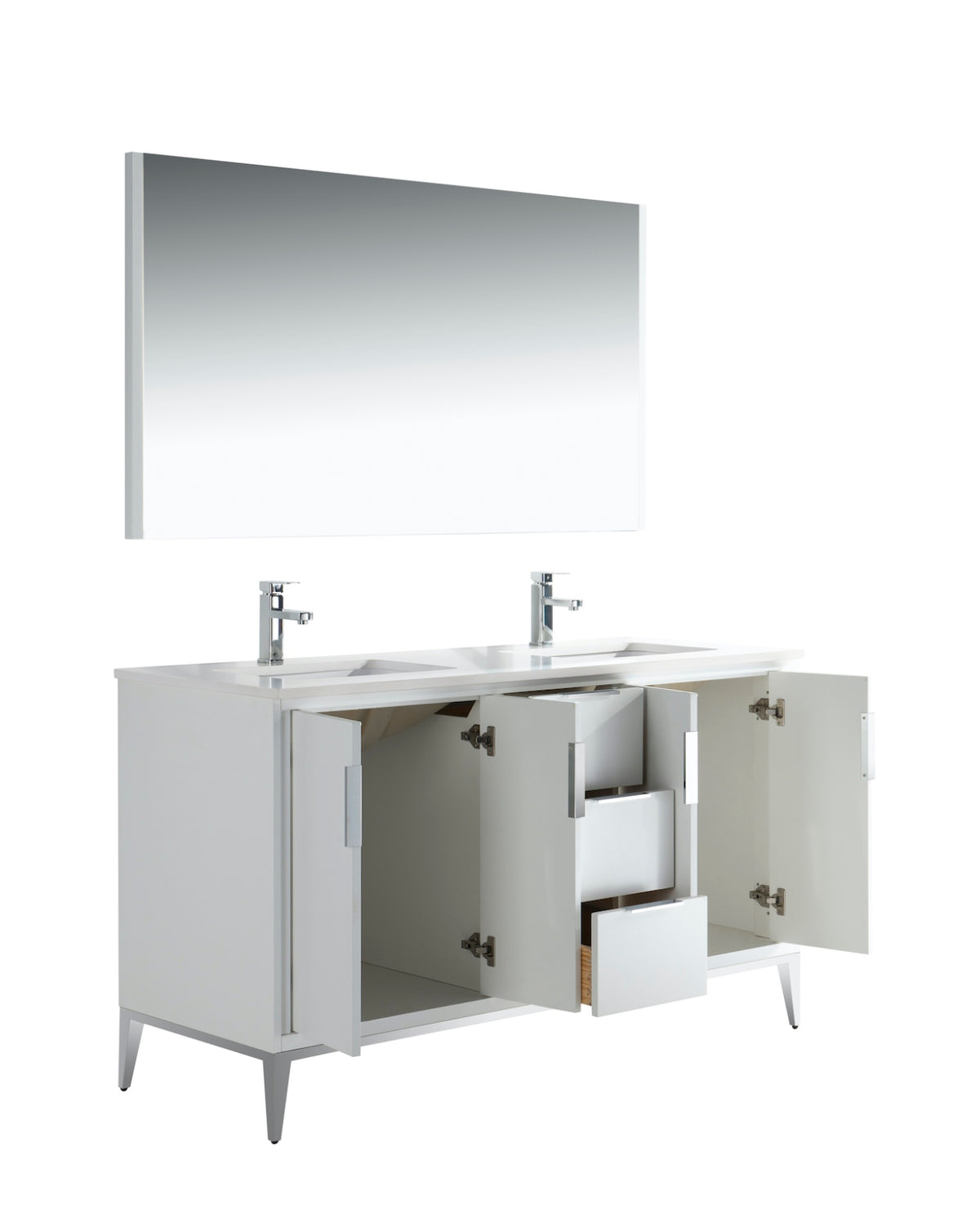 Kube Bath Divani 60'' Vanity W/ Quartz Counter Top (Back Splash Free) - Gloss White (KD9960-GW) view 4
