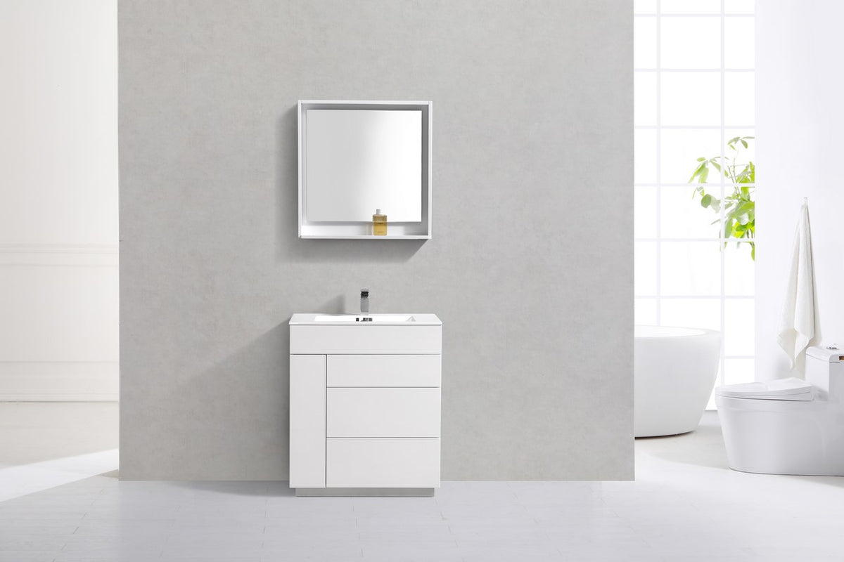 Kube Bath Milano 30" High Glossy White Modern Bathroom Vanity - Gloss White (KFM30-GW) view 3