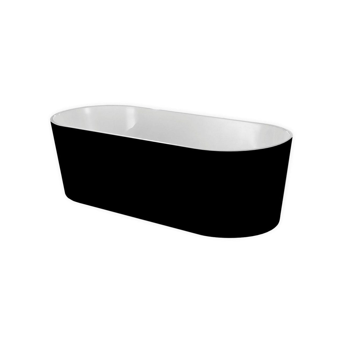 Kube Ovale 67'' White Free Standing Bathtub-Black - Black (KFST1467-BK)