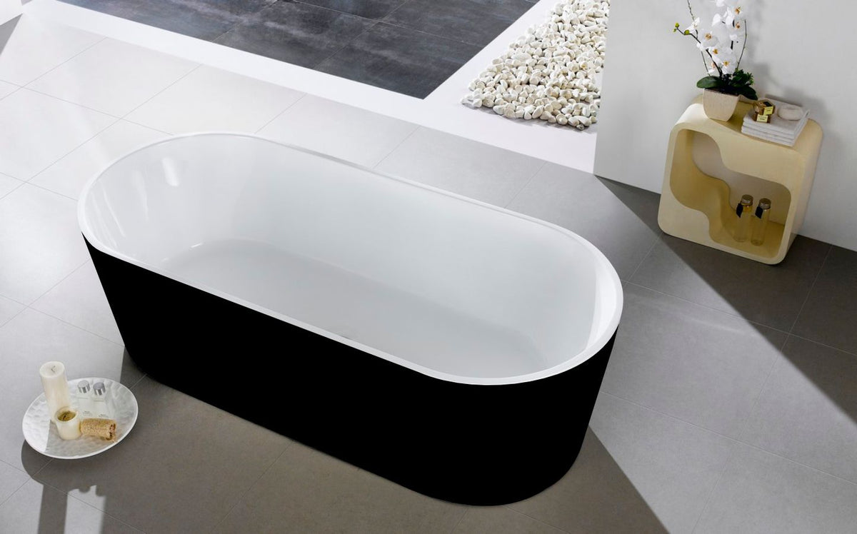 Kube Ovale 67'' White Free Standing Bathtub-Black - Black (KFST1467-BK) view 4