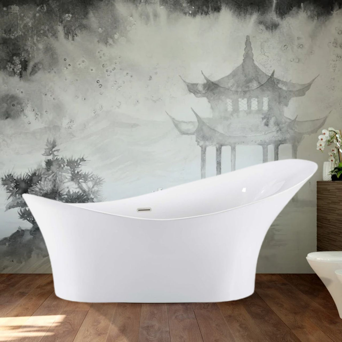 Kube 71'' Oceana Free Standing Bathtub - White (KFST9072) view 4