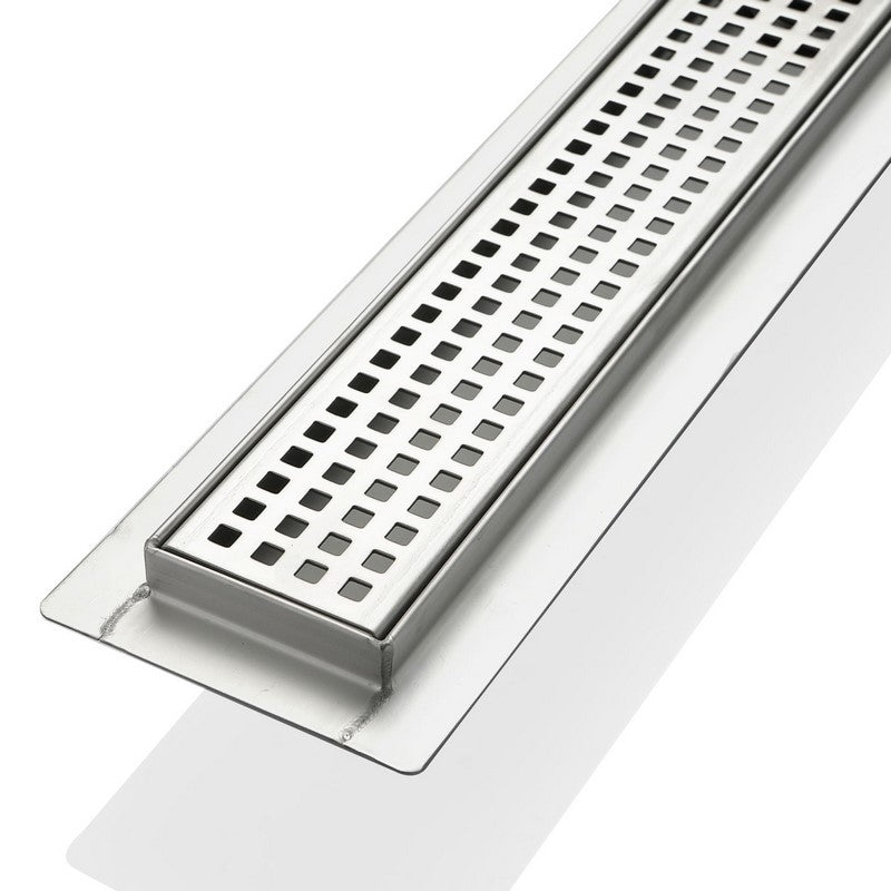 Kube 27.5" Linear Drain with Pixel Grate - Stainless Steel (KLD28PIXEL) view 2