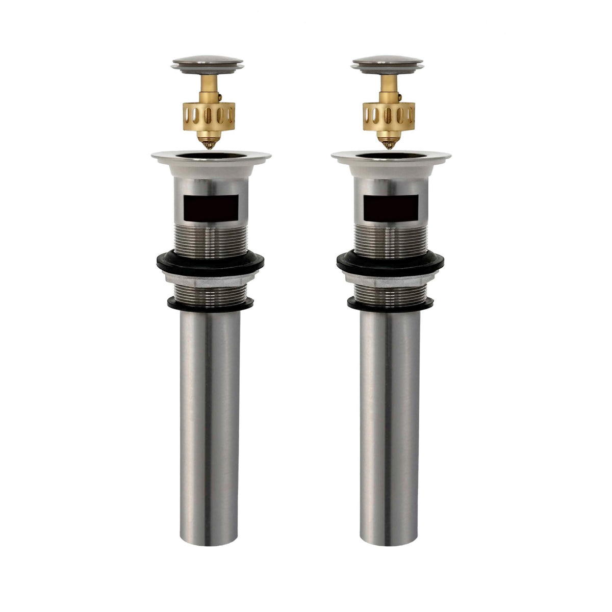 Stylish Pop-Up Bathroom Sink Drains Set with Overflow Brushed Nickel D-700B2