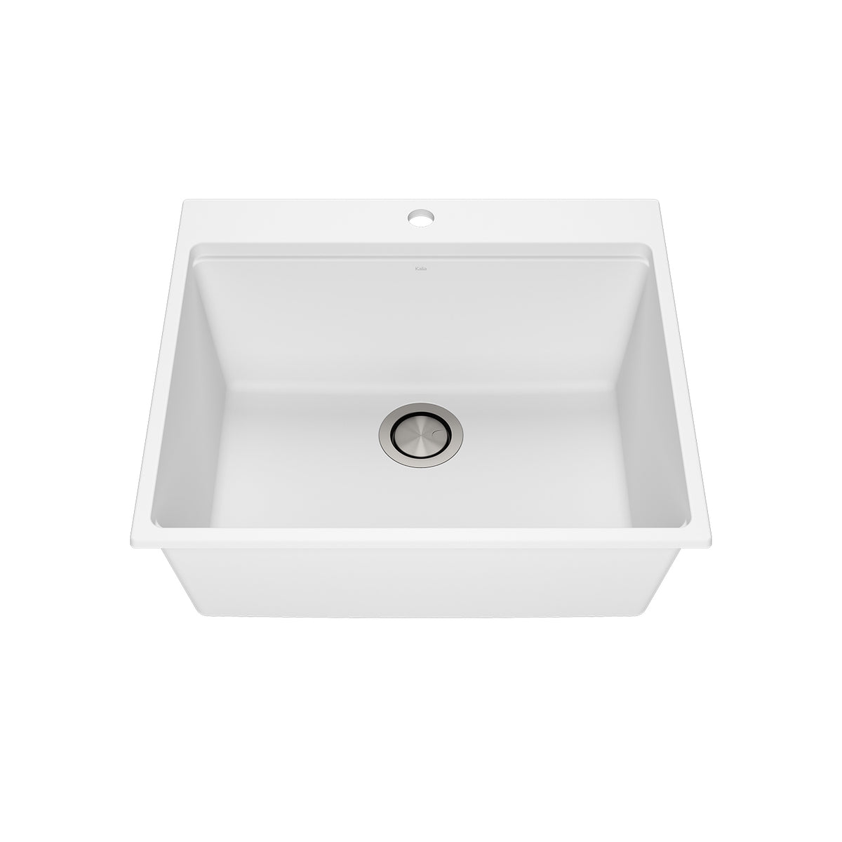 Kalia BACIA 25 Granistone Single Bowl Kitchen Sink 25'' with Drain and Silicone Mat for Drop-In Installation Sand White KS2119-310