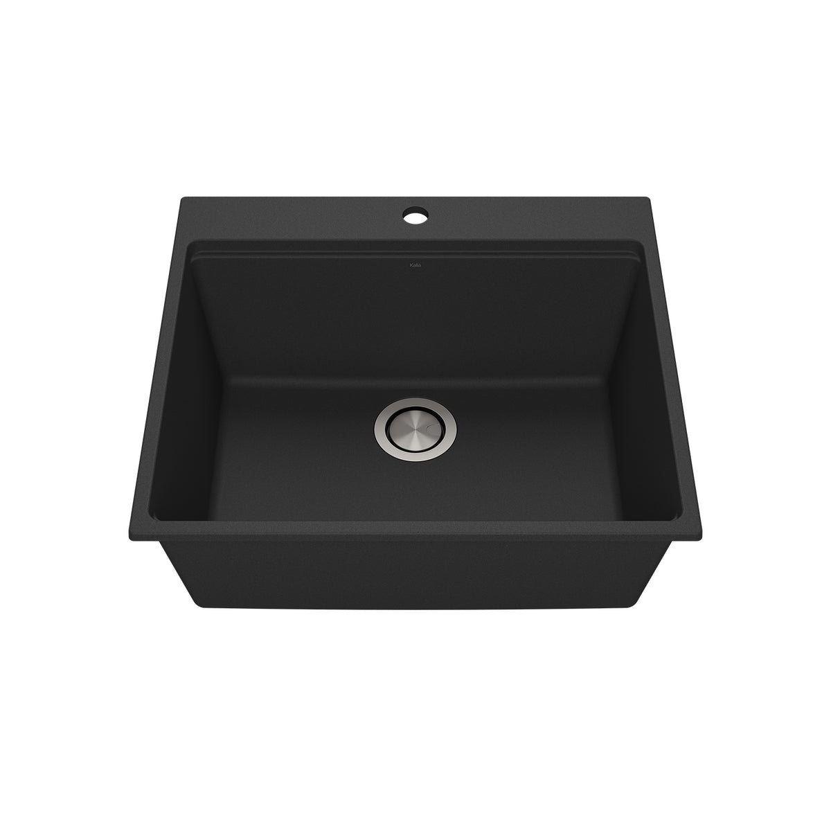 Kalia BACIA 25 Granistone Single Bowl Kitchen Sink 25'' with Drain and Silicone Mat for Drop-In Installation Onyx Black KS2119-320