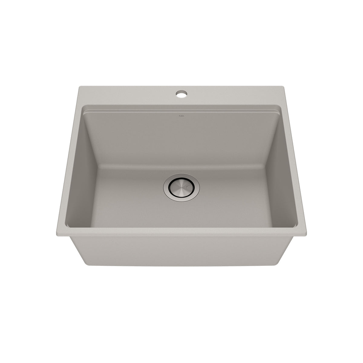Kalia BACIA 25 Granistone Single Bowl Kitchen Sink 25'' with Drain and Silicone Mat for Drop-In Installation Pebble Gray KS2119-330