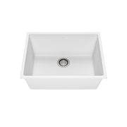 Kalia BACIA 25 Granistone Single Bowl Kitchen Sink 25'' with Drain and Silicone Mat for Undermount Installation Sand White KS2120-310