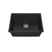 Kalia BACIA 25 Granistone Single Bowl Kitchen Sink 25'' with Drain and Silicone Mat for Undermount Installation Onyx Black KS2120-320
