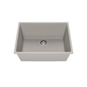 Kalia BACIA 25 Granistone Single Bowl Kitchen Sink 25'' with Drain and Silicone Mat for Undermount Installation Pebble Gray KS2120-330