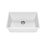 Kalia BACIA 27 Granistone Single Bowl Kitchen Sink 27'' with Drain and Silicone Mat for Undermount Installation Sand White KS2121-310