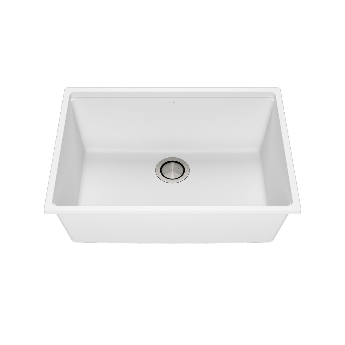 Kalia BACIA 27 Granistone Single Bowl Kitchen Sink 27'' with Drain and Silicone Mat for Undermount Installation Sand White KS2121-310