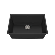 Kalia BACIA 27 Granistone Single Bowl Kitchen Sink 27'' with Drain and Silicone Mat for Undermount Installation Onyx Black KS2121-320