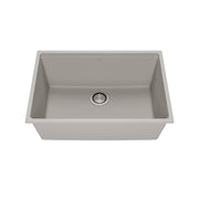 Kalia BACIA 27 Granistone Single Bowl Kitchen Sink 27'' with Drain and Silicone Mat for Undermount Installation Pebble Gray KS2121-330