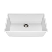 Kalia BACIA 31 Granistone Single Bowl Kitchen Sink 31'' with Drain and Silicone Mat for Undermount Installation Sand White KS2122-310