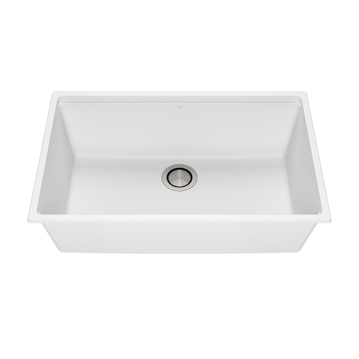 Kalia BACIA 31 Granistone Single Bowl Kitchen Sink 31'' with Drain and Silicone Mat for Undermount Installation Sand White KS2122-310