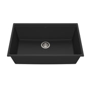 Kalia BACIA 31 Granistone Single Bowl Kitchen Sink 31'' with Drain and Silicone Mat for Undermount Installation Onyx Black KS2122-320