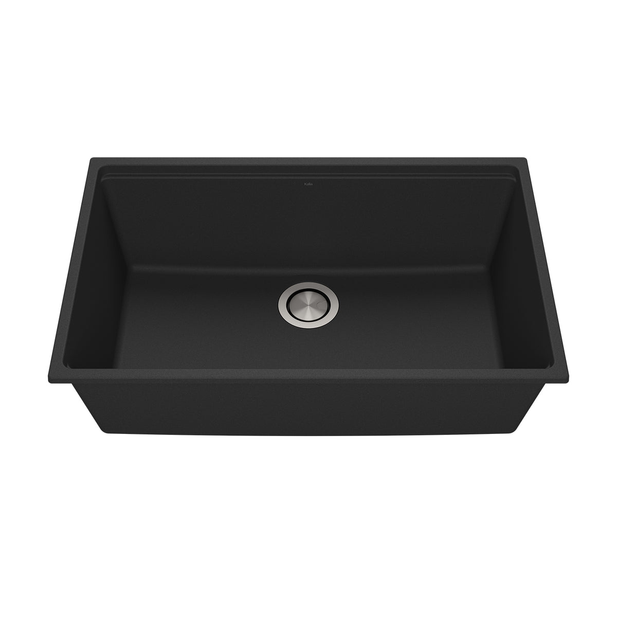 Kalia BACIA 31 Granistone Single Bowl Kitchen Sink 31'' with Drain and Silicone Mat for Undermount Installation Onyx Black KS2122-320