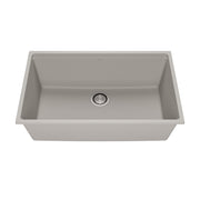 Kalia BACIA 31 Granistone Single Bowl Kitchen Sink 31'' with Drain and Silicone Mat for Undermount Installation Pebble Gray KS2122-330