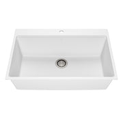 Kalia BACIA 33 Granistone Single Bowl Kitchen Sink 33'' with Drain and Silicone Mat for Drop-In Installation Sand White KS2123-310