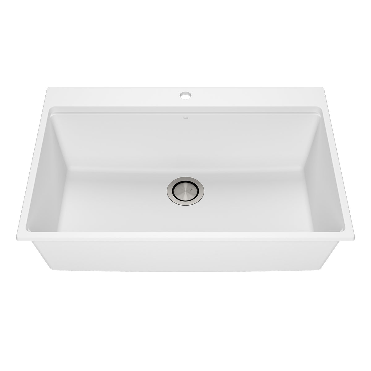 Kalia BACIA 33 Granistone Single Bowl Kitchen Sink 33'' with Drain and Silicone Mat for Drop-In Installation Sand White KS2123-310