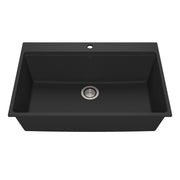Kalia BACIA 33 Granistone Single Bowl Kitchen Sink 33'' with Drain and Silicone Mat for Drop-In Installation Onyx Black KS2123-320