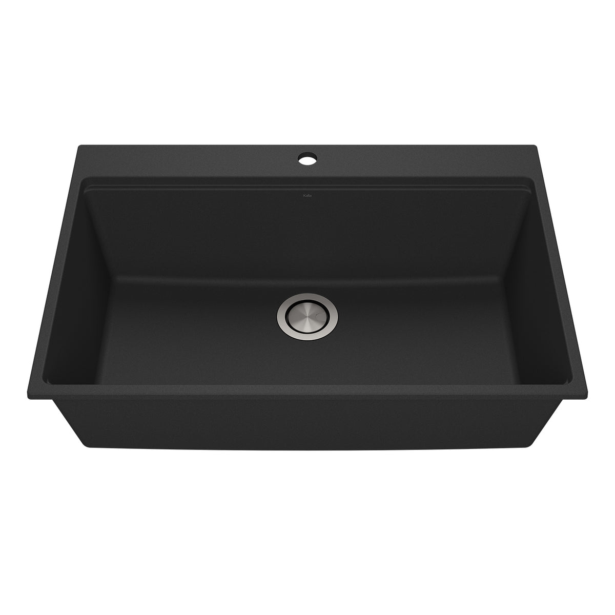 Kalia BACIA 33 Granistone Single Bowl Kitchen Sink 33'' with Drain and Silicone Mat for Drop-In Installation Onyx Black KS2123-320
