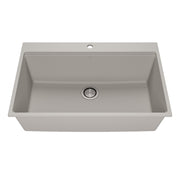 Kalia BACIA 33 Granistone Single Bowl Kitchen Sink 33'' with Drain and Silicone Mat for Drop-In Installation Pebble Gray KS2123-330