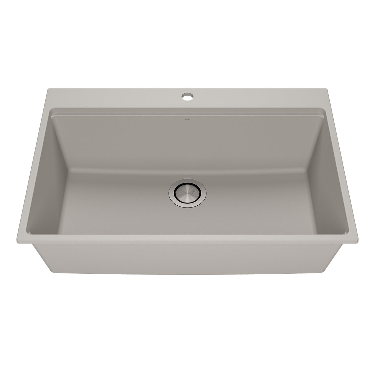 Kalia BACIA 33 Granistone Single Bowl Kitchen Sink 33'' with Drain and Silicone Mat for Drop-In Installation Pebble Gray KS2123-330