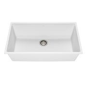 Kalia BACIA 33 Granistone Single Bowl Kitchen Sink 33'' with Drain and Silicone Mat for Undermount Installation Sand White KS2125-310