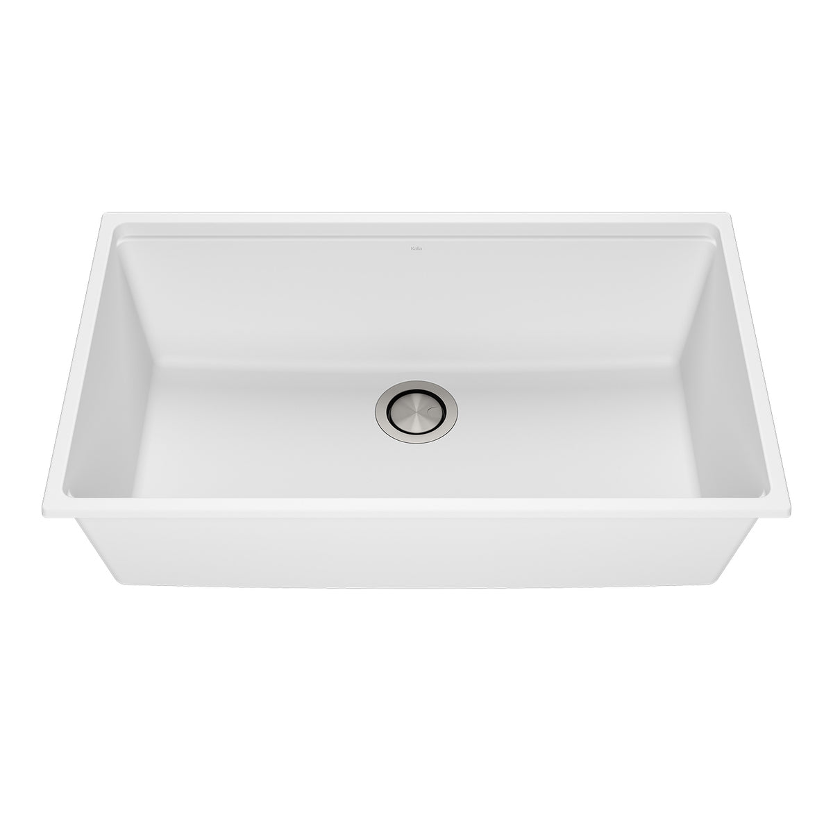 Kalia BACIA 33 Granistone Single Bowl Kitchen Sink 33'' with Drain and Silicone Mat for Undermount Installation Sand White KS2125-310