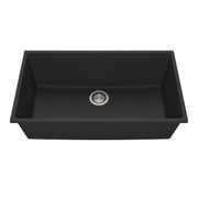Kalia BACIA 33 Granistone Single Bowl Kitchen Sink 33'' with Drain and Silicone Mat for Undermount Installation Onyx Black KS2125-320