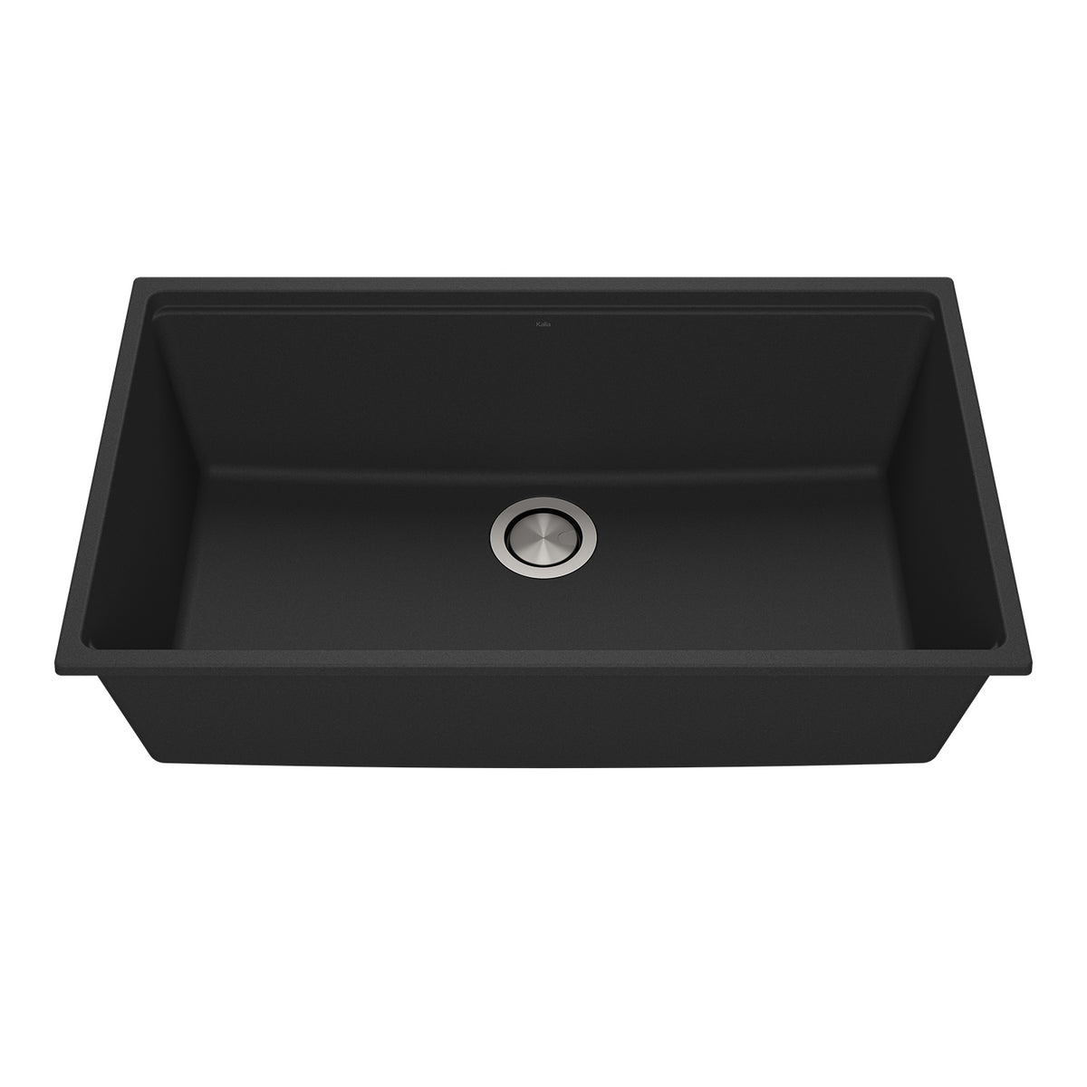 Kalia BACIA 33 Granistone Single Bowl Kitchen Sink 33'' with Drain and Silicone Mat for Undermount Installation Onyx Black KS2125-320