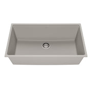 Kalia BACIA 33 Granistone Single Bowl Kitchen Sink 33'' with Drain and Silicone Mat for Undermount Installation Pebble Gray KS2125-330