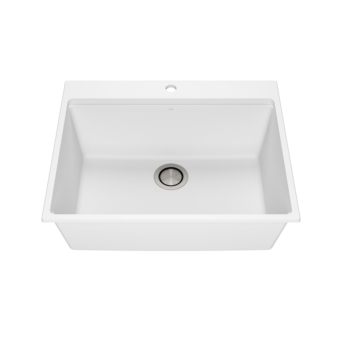 Kalia BACIA 27 Granistone Single Bowl Kitchen Sink 27'' with Drain and Silicone Mat for Drop-In Installation Sand White KS2139-310