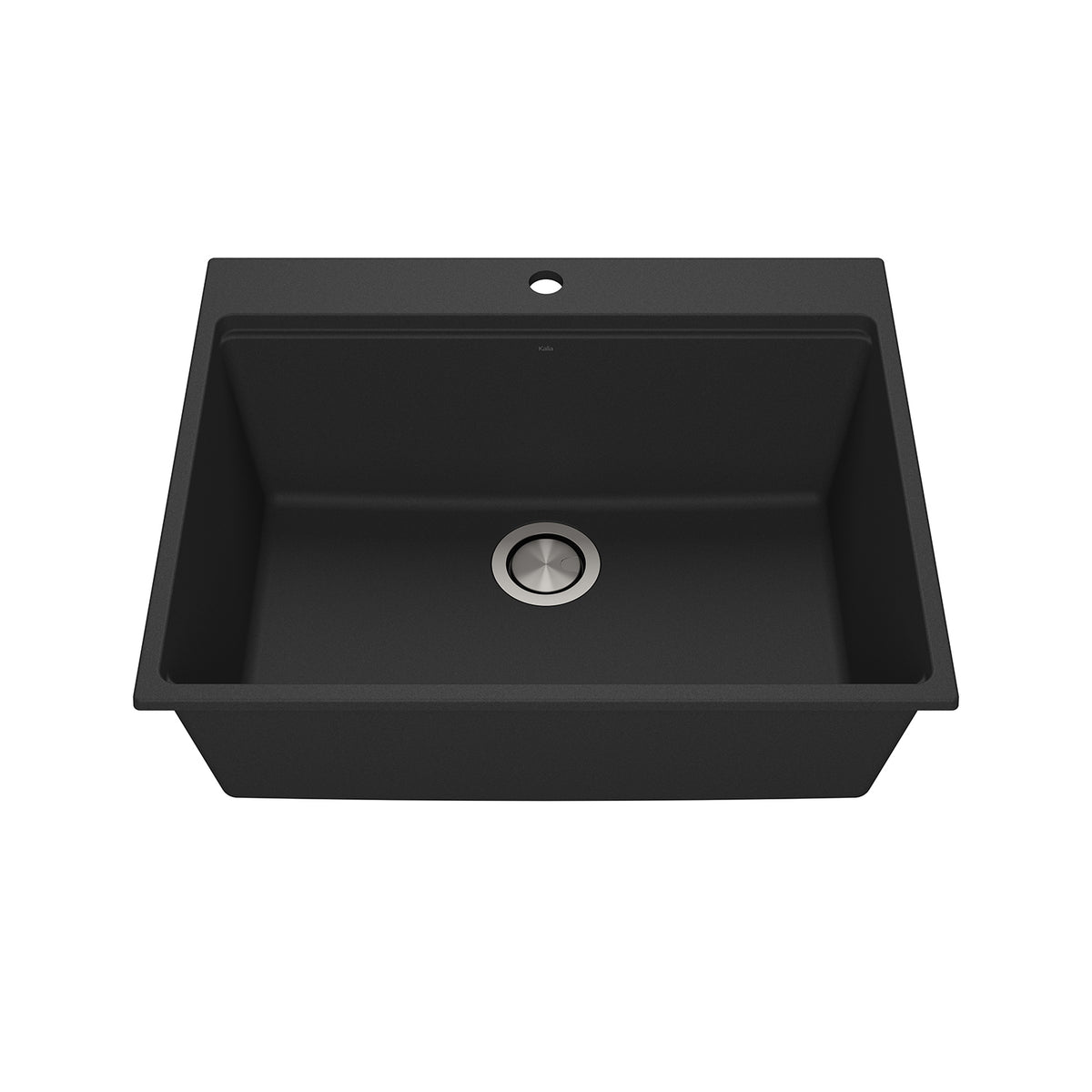 Kalia BACIA 27 Granistone Single Bowl Kitchen Sink 27'' with Drain and Silicone Mat for Drop-In Installation Onyx Black KS2139-320