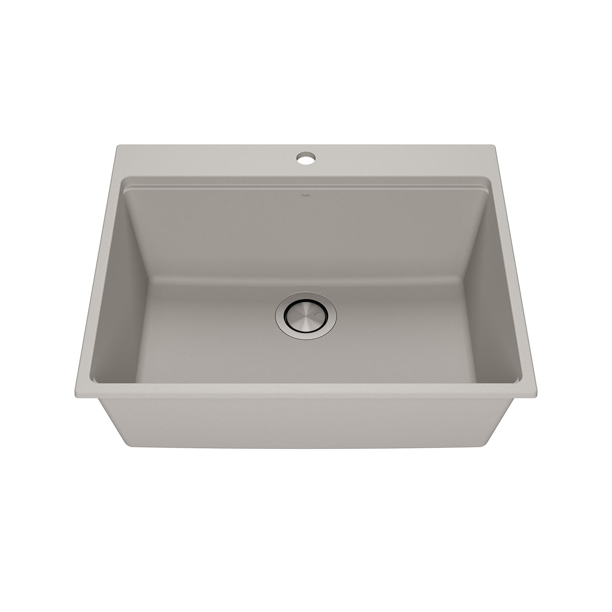 Kalia BACIA 27 Granistone Single Bowl Kitchen Sink 27'' with Drain and Silicone Mat for Drop-In Installation Pebble Gray KS2139-330