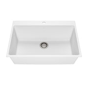 Kalia BACIA 31 Granistone Single Bowl Kitchen Sink 31'' with Drain and Silicone Mat for Drop-In Installation Sand White KS2140-310