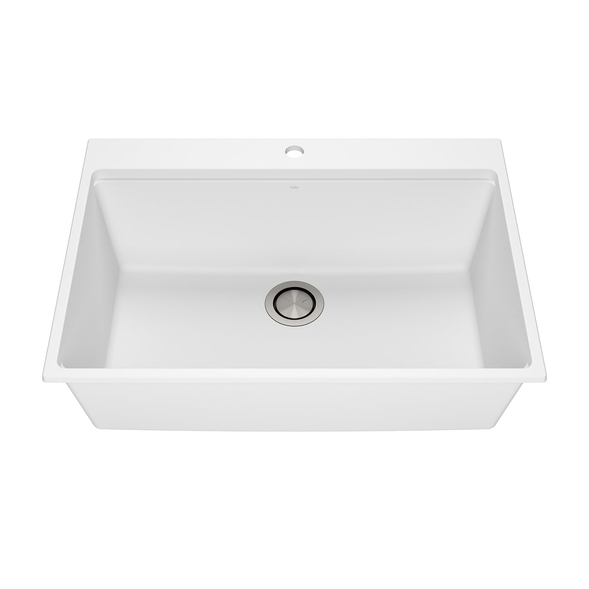 Kalia BACIA 31 Granistone Single Bowl Kitchen Sink 31'' with Drain and Silicone Mat for Drop-In Installation Sand White KS2140-310