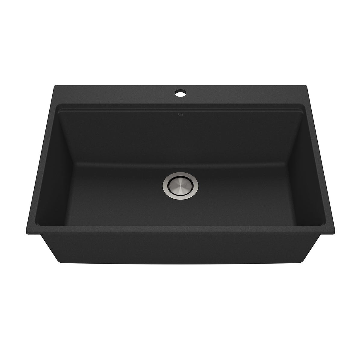 Kalia BACIA 31 Granistone Single Bowl Kitchen Sink 31'' with Drain and Silicone Mat for Drop-In Installation Onyx Black KS2140-320