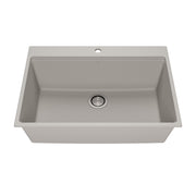 Kalia BACIA 31 Granistone Single Bowl Kitchen Sink 31'' with Drain and Silicone Mat for Drop-In Installation Pebble Gray KS2140-330