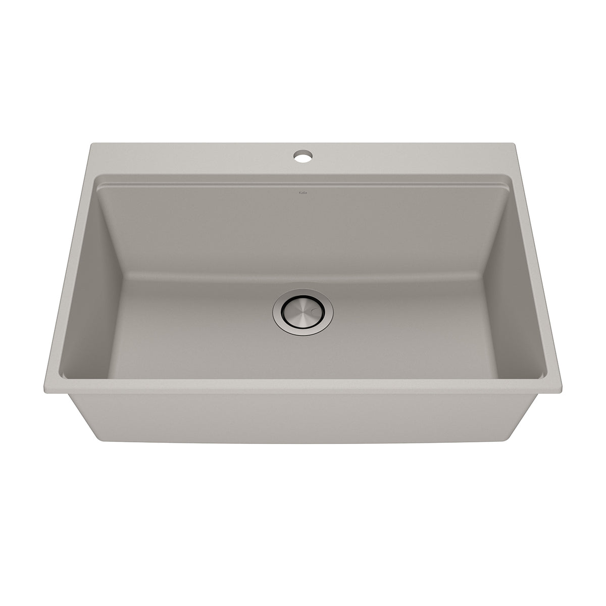 Kalia BACIA 31 Granistone Single Bowl Kitchen Sink 31'' with Drain and Silicone Mat for Drop-In Installation Pebble Gray KS2140-330